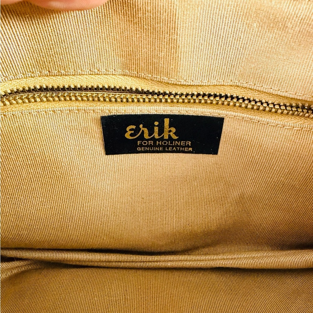 Erik For Holiner Vintage Leather Clutch Gold Plated Snap Closure Purse Evening - Picture 6 of 10